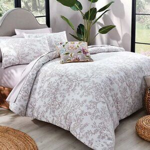 Garden Party Olivia Damask Duvet Cover Set 3pc Floral Cotton OEKO-TEX Hudson Bay